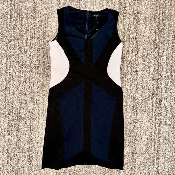 Ann Taylor Loft Colorblock Sheath Dress in Navy/White/Black Size 6P - Picture 3 of 9